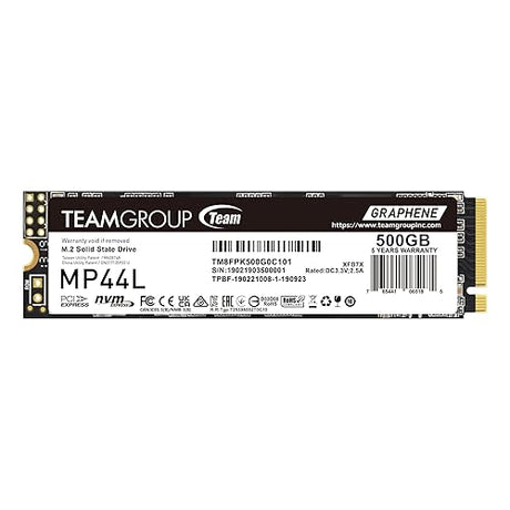 MP44L 500GB SLC Cache NVMe 1.4 PCIe Gen 4x4 M.2 2280 Laptop&Desktop SSD (R/W Speed up to 5,000/3,700MB/s) TM8FPK500G0C101