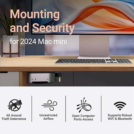 Sonnet MacCuff mini (2024+) Steel Mounting Bracket for 2024 Mac mini for Under Desk, Wall & VESA Monitor Mount – Padlock Compatible