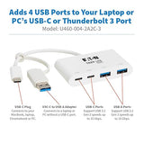 Tripp Lite 4-Port USB-C Hub for Laptop, 2 USB-A & 2 USB-C Ports - USB 3.2 Gen 2 with 10 Gbps Data Transfer, Thunderbolt 3 Compatible, No Software Needed, White, 3-Year Warranty (U460-004-2A2C-3)