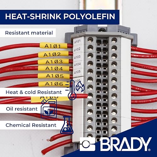 Brady M21-187-C-342 7' Length, 0.187 Width, B-342 Permasleeve Heat-Shrink Polyolefin, Black on White Color PermaSleeve Markers for BMP 21 Mobile Printer and IDPAL 0.187x7' Black Cartridge