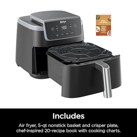 Ninja Air Fryer Pro 4in1, 5 QT (4.7 L) Capacity, Air Fry, Air Roast, Bake, Reheat, Dehydrate, Roast, Air Crisp Technology, Nonstick Basket & Crisper Plate, Grey, AF141C (Canadian Version)