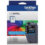 Brother Genuine LC401XLCS High Yield Cyan Printer Ink Cartridge