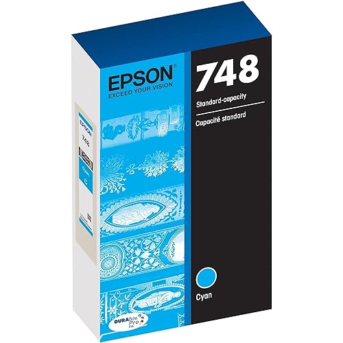 EPSON 748 DURABrite Pro Ink Standard Capacity Cyan Cartridge (T748220) Works with Workforce WF-6530, WF-6590, WF-8590, WF-6090, WF-8090