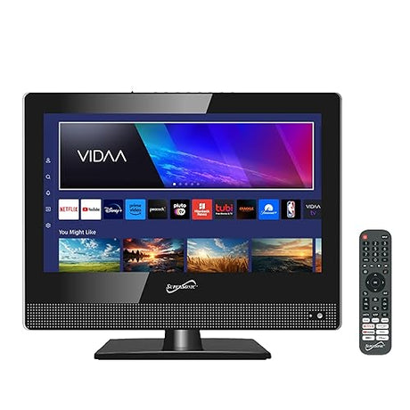 Supersonic SC-1520VTV 15.6 inch Smart AC/DC LED TV, Powered by VIDAA, 1080p, WiFi, Built-in Speakers, USB, 3X HDMI ARC, For Kitchen, RV, Boat, Truck, Playroom, Room, Remote, DC Car Cord INCLUDED-Black SC-1520VTV-15 Smart TV BLK