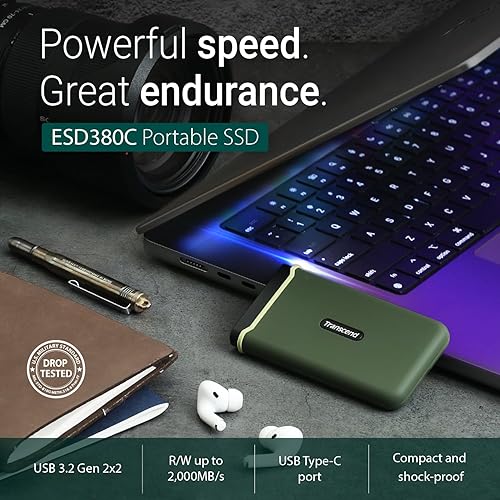 Transcend 4TB USB 3.2 Gen 2x2 USB Type-C ESD380C Portable SSD Solid State Drive TS4TESD380C