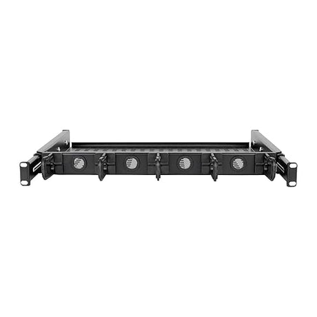 Cantilevered Steel Rack Shelf 1URM Cable Rings 14.2in Deep 50lbs