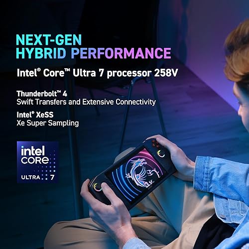 MSI Claw PC Gaming Handheld: Intel Ultra 7-258V, 8 FHD 120Hz Display, 32GB LPDDR5, 1TB NVMe SSD, MicroSD Card Reader, Thunderbolt 4, Win 11 Home: Black 8 AI+ A2VM-001US Ultra 7-258V 32 GB 1 TB