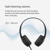 Belkin SoundForm Mini Kids Wired Headphones with Built-in Microphone & Fun Stickers, 85dB Safe Volume Limit – for Online Learning, Travel, Compatible w/iPhone 15, iPad, Galaxy S23, & More - Black