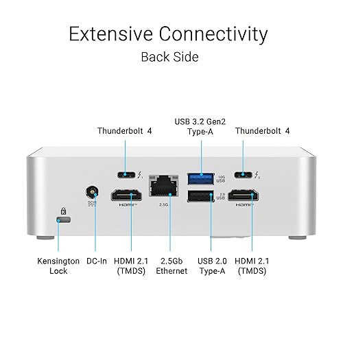 ASUS NUC 15 Pro+ Barebones Mini PC with Intel Series 2 Core Ultra 5 225H, up to 96GB DDR5 RAM, Dual Storage, Thunderbolt™ 4, Wi-Fi 7 & Bluetooth 5.4, Toolless Silver Aluminum Chassis, with VESA Mount
