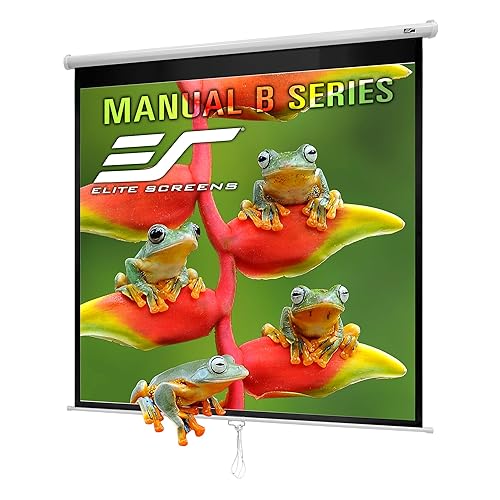 Elitescreens Manual B Series, 100-inch Diagonal 1:1, Pull Down Projection Manual Projector Screen with Auto Lock, M100S White 1:1, 100-inch