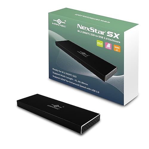 Vantec NexStar SX M.2 SSD to USB 3.0 Enclosure, Black (NST-M2STS3-BK)