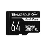 TEAMGROUP Dash Card 64GB for Dash Cam MicroSDXC UHS-I U1 High Compatibility Flash Memory Card with Adapter for Outdoor, Sports, Full HD Shooting TDUSDX64GUHS03