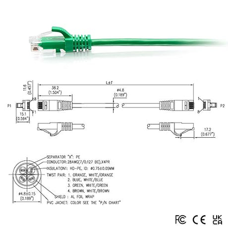 10ft (3m) Cat6a Snagless Unshielded (UTP) Slim Ethernet Network Patch Cable - Green 10FT Green