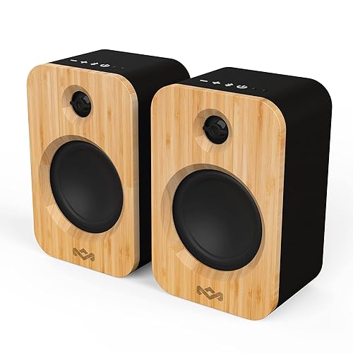 House of Marley Get Together Duo, Powerful Bookshelf Speakers with Wireless Bluetooth Connectivity and Sustainable Materials