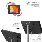 Locking Floor Stand - CTA Compact Mobile Floor Stand with Universal Locking Paragon Enclosure for iPad 9th Gen 10.2”, Galaxy Tab 9.7”, Surface Go 3, & More (PAD-PARACGS) - Black