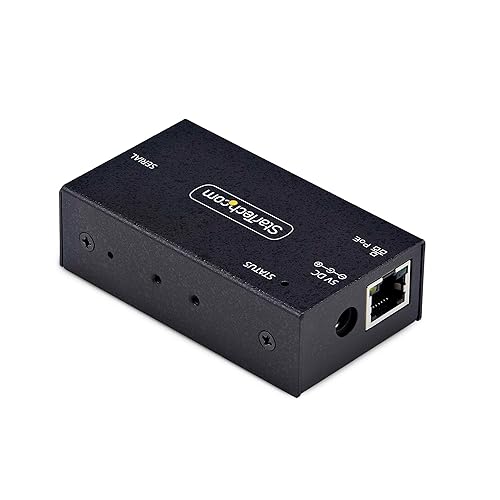 StarTech.com 1-Port Serial to Ethernet Adapter, 802.3af PoE Powered Serial Device Server, Wall/DIN Rail, LAN to DB9 Converter 1-port PoE