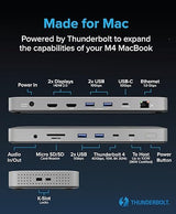 Plugable Thunderbolt 4 Dock for M4 MacBook Air & Pro: 100W Charging Driverless Laptop Docking Station with 4K HDMI Dual Monitor or Single 6K, 6X USB, SD, Ethernet, Thunderbolt Certified (TBT-UDM)