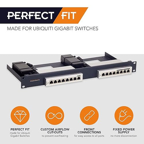 R RACKMOUNT·IT | RM-UB-T1 | Rack Mounting Kit for Ubiquiti UniFi Switch 8 & 8-60W