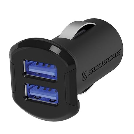 Scosche USBC242M 12 Watts per Port, 24W/4.8A Total Output USB Car Charger- The Fastest Charge Rate for Apple and Android Devices-Retail Packaging-Black Black Dual Port