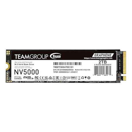 TEAMGROUP NV5000 2TB SLC Cache NVMe PCIe Gen4x4 M.2 2280 Laptop, Desktop SSD Read/Write Speed up to 5000 / 3000MB/s TM8FGM002T0C101