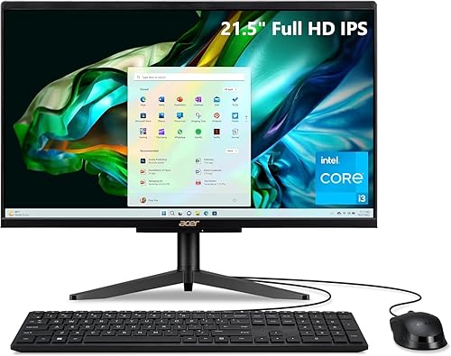 Acer Aspire C22-1610-UA91 AIO Desktop | 21.5 Full HD 1920 x 1080 IPS Display | Intel Core i3-N305 | Intel UHD Graphics | 8GB DDR5 | 512GB PCIe Gen 4 SSD | Intel Wi-Fi 6 | Windows 11 Home