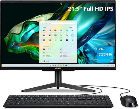 Acer Aspire C22-1610-UA91 AIO Desktop | 21.5 Full HD 1920 x 1080 IPS Display | Intel Core i3-N305 | Intel UHD Graphics | 8GB DDR5 | 512GB PCIe Gen 4 SSD | Intel Wi-Fi 6 | Windows 11 Home
