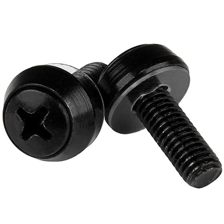 StarTech.com M6 x 12mm - Screws - 50 Pack, Black - M6 Mounting Screws for Server Rack & Cabinet (CABSCREWSM6B) 50x M6 Black Mounting Screws