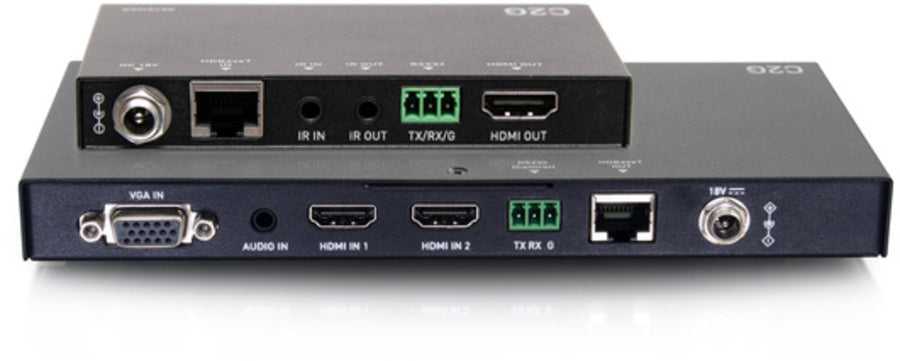 C2G Dual 4K HDMI HDBaseT + VGA, 3.5mm, RS232 Over Cat Switching Extender Box Transmitter To Receiver