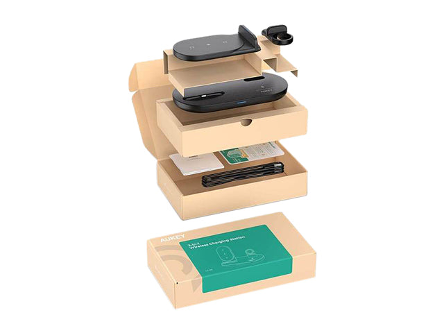 Aukey LC-A3 Black 3-in-1 Wireless Charging Station