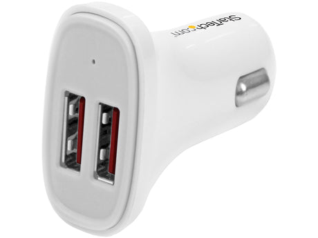 StarTech.com USB2PCARWHS White Dual-Port USB Car Charger - 24W/4.8A