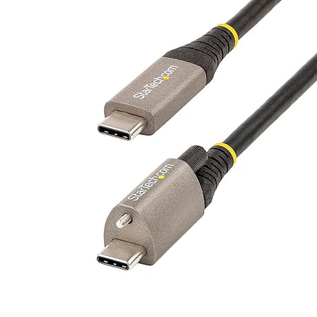 StarTech.com 20 (50cm) Top Screw Locking USB C Cable 10Gbps - USB 3.2 Gen 2 Type-C Cable - 100W (5A) Power Delivery Charging, DP Alt Mode - Single Screw Lock, USB-C Cord Charge/Sync (USB31CCTLKV50CM)