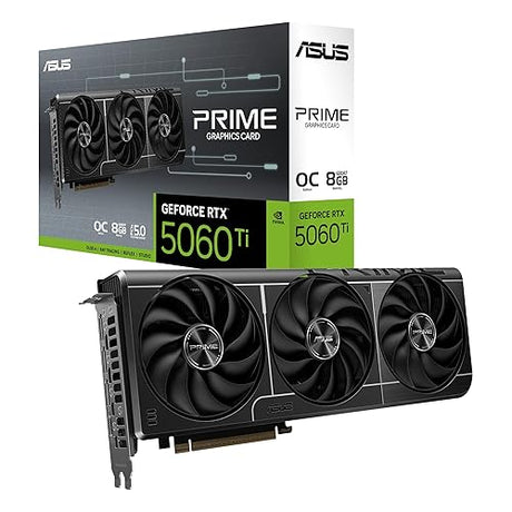 The SFF-Ready ASUS Prime GeForce RTX™ 5060 Ti 8GB GDDR7 OC Edition Graphics Card (PCIe® 5.0, 8GB GDDR7, HDMI®/DP 2.1, 2.5-Slot, Axial-tech Fans, Dual BIOS)