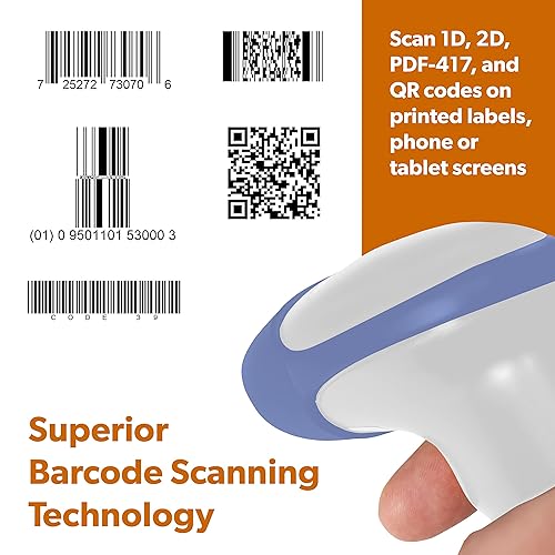 Ambir BR100 USB Barcode Scanner: 1D, 2D, PDF417, & QR. Supports Win, Mac, Linux, Android. Plug&Play, White