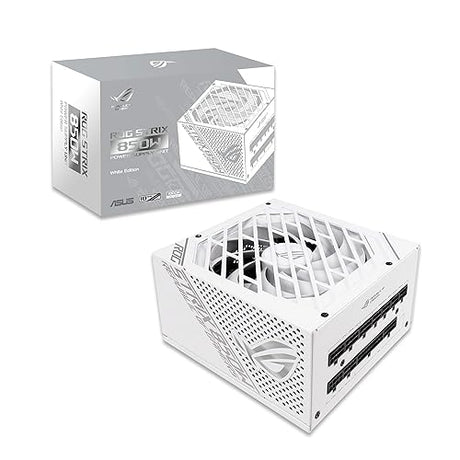 ASUS ROG Strix 850W White Edition PSU, Power Supply (ROG heatsinks, Axial-tech Fan Design, Dual Ball Fan Bearings, 0dB Technology, 80 Plus Gold Certification, Fully Modular Cables, 10-Year Warranty) Non-RGB 850W ROG-STRIX-850G-WHITE