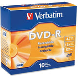 Verbatim 95099 DVD Recordable Media -DVD-R -16x -4.70 GB -10 Pack Slim Case -2 Hour Maximum Recording Time 10pk Slim Case Media -DVD-R
