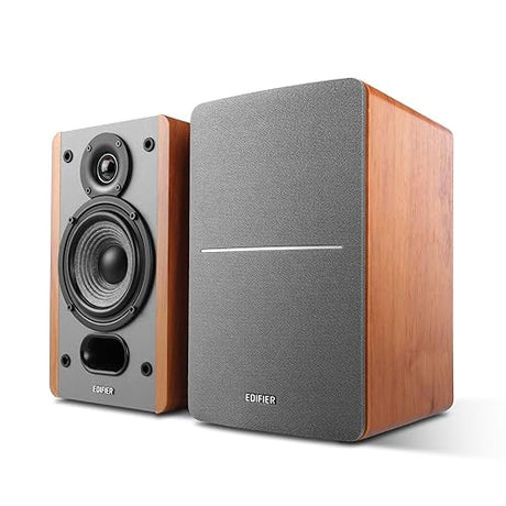Edifier P12 Passive Bookshelf Speakers - 2-Way Speakers with Built-in Wall-Mount Bracket - Wood Color - Pair - Needs Amplifier or Receiver to Operate