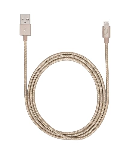 iStore Braided Lightning Aluminum Sync/Charge Cable, 4 Feet, Gold (ACC99407CAI) Lightning Gold