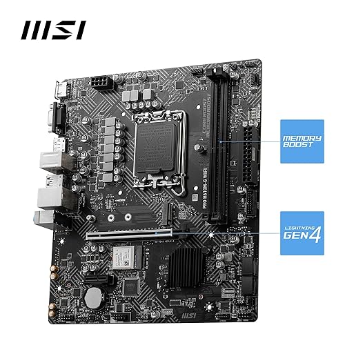 MSI PRO H610M-G WiFi Motherboard, Micro-ATX - Supports Intel Core 14th, 13th and 12th Gen Processors, LGA 1700 - DDR5 Memory Boost 5600MHz/MAX, PCIe 4.0 x16 Slot, M.2 Gen3 Slot, Wi-Fi 6E, BT 5.3