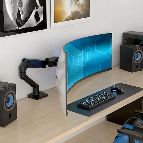 Ergotron - HX VHD Premium Heavy Duty Gaming Monitor Arm, Single Monitor Desk Mount – for 1000R Curved Ultrawide Monitors Up to 57 Inches, 9-14 Inches Depth, VESA 75x75mm or 100x100mm – Matte Black Matte Black VHD Pivot