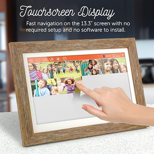 Aluratek 13.3 WiFi Distressed Wood Digital Photo Frame with 16GB Built-in Memory 1280 X 800, 16:9 (ASHDPF13F)