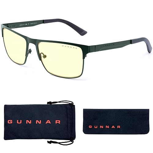 Blue Light Glasses | Pendleton Moss/Amber by GUNNAR | Patented 65% Blue Light Protection, 100% UV Light, Anti-Reflective, Protect & Reduce Eye Strain & Dryness GUNNAR Focus Moss/Amber Lens