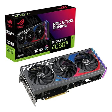 ASUS ROG Strix GeForce RTX™ 4060 Ti OC Edition Gaming Graphics Card (PCIe 4.0, 8GB GDDR6, DLSS 3, HDMI 2.1, DisplayPort 1.4a) RTX 40Ti Series OC |8G ROG-STRIX-RTX4060TI-O8G-GAMING