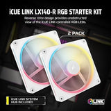CORSAIR iCUE Link LX140-R RGB 140mm PWM Reverse Fans – Dual Fan Kit – Low-Noise, CORSAIR Magnetic Dome Bearing, Dual Light Loops, CORSAIR QuikTurn™ Screws, Zero RPM Mode – White 2 x 140mm White