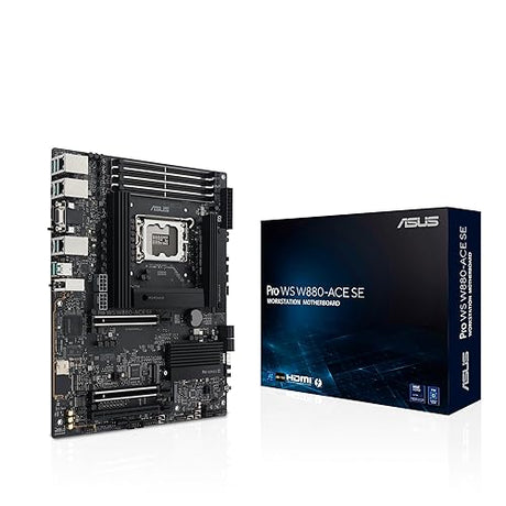 ASUS Pro WS W880-ACE SE Intel® Core™ Ultra Processor (Series 2) LGA 1851 ATX Motherboard, 8+1+2+2 Power Stages, PCIe® 5.0 Ready for Next-gen GPUs, DDR5, Thunderbolt™ 4 Type-C®, 2X 2.5 GbE LAN, 4X M.2