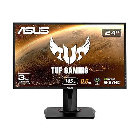 Asus VG248QG 24” G-Sync Compatible Gaming Monitor 165Hz Full HD 1080p 0.5ms DP HDMI DVI Eye Care , Black 24" 0.5ms 165Hz G-SYNC