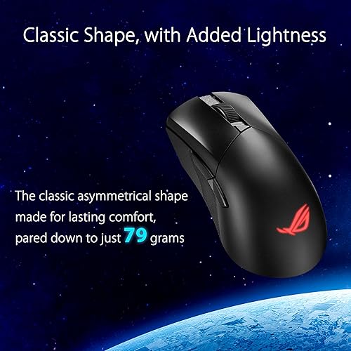 ASUS ROG Gladius III Wireless AimPoint Gaming Mouse, Connectivity (2.4GHz RF, Bluetooth, Wired), 36000 DPI Sensor, 6 programmable Buttons, ROG SpeedNova, Replaceable switches, Paracord Cable, Black