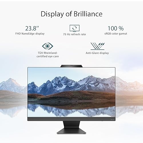 ASUS M3402 All-in-One, 23.8” FHD Display, AMD Ryzen™ 3 7320U Processor, 8GB RAM, 512GB SSD, Windows 11 Home, Kensington Lock, Black, M3402WFA-PB303 Ryzen 3