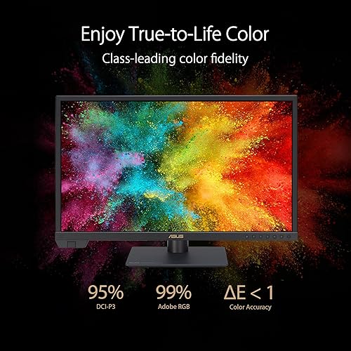 ASUS ProArt Display 24” 4K HDR SDI Professional Monitor (PA24US) - IPS, UHD (3840 x 2160), 99% Adobe RGB, 95% DCI-P3, ?E < 1, USB-C 80W, Built-in Motorized Colorimeter, Calman Ready, 3 Year Warranty