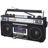 Supersonic Retro 4 Band Radio & Cassette Player with Bluetooth, Boomboxes - Black (SC-3201BTBLACK)