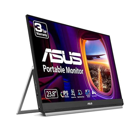 ASUS ZenScreen 24” (23.8” viewable) 1080P Portable USB-C Monitor (MB249C) - Full HD, IPS, Speakers, Multi-Stand Design, Kickstand, C-clamp Arm, Partition Hook, Carrying Handle, Work from Home Monitor